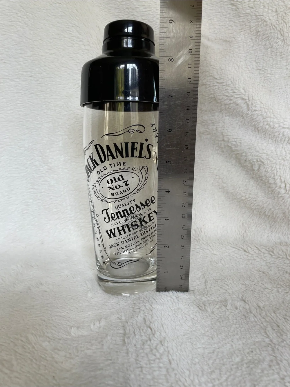 Jack Daniels Clear Glass 1 Shaker Bottle + 2 Rocks Glasses (3 items lot total)